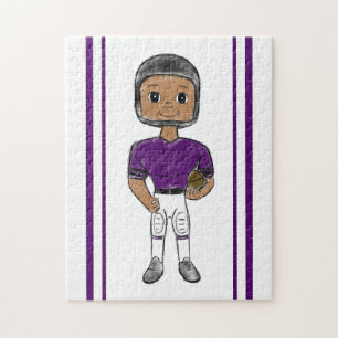 Puzzle jugador de fútbol retro vintage púrpura negro simp