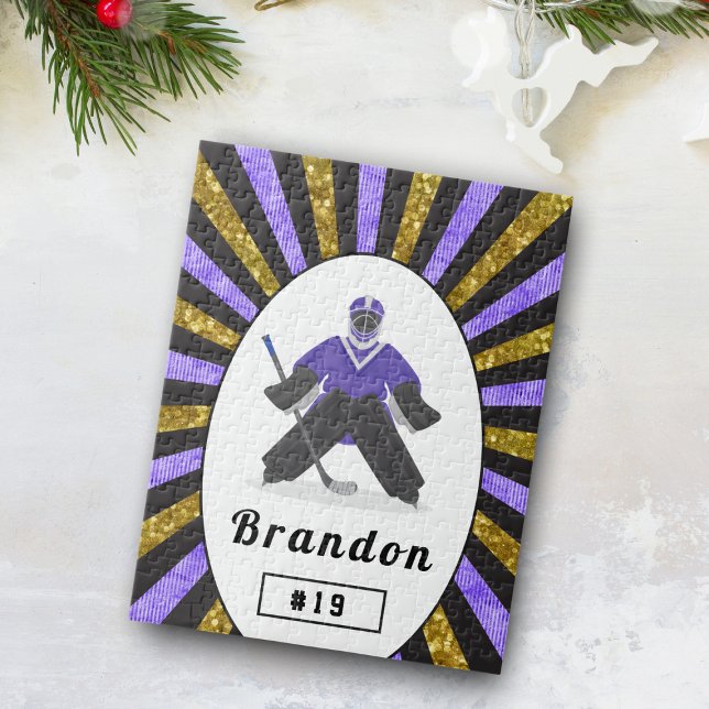 Puzzle Jugador de hockey sobre hielo nombre y número oro  (Subido por el creador)