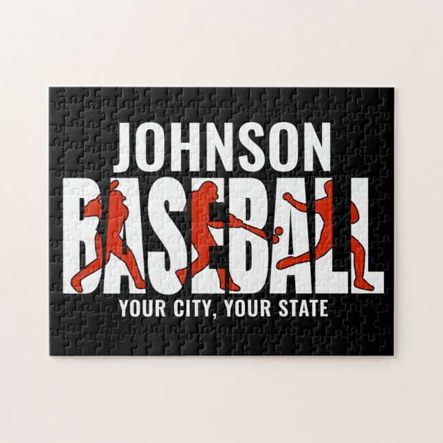 Puzzle Jugador de Juego de Béisbol ADD NAME (Horizontal)