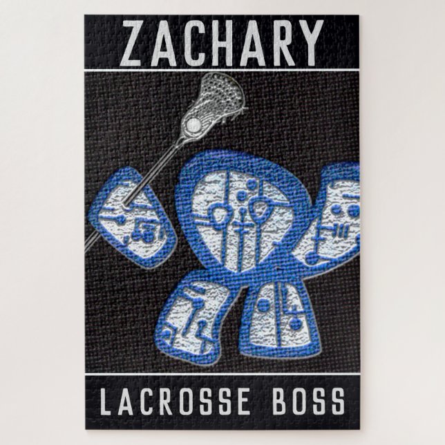 Puzzle jugador de Lacrosse personalizado (Vertical)