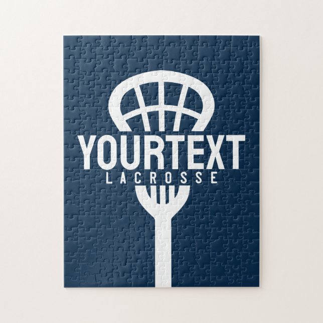 Puzzle Jugador de Lacrosse TEXTO PERSONALIZADO Equipo Mal (Vertical)