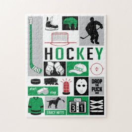 Puzzle Jugador de palo de elementos de hockey verde
