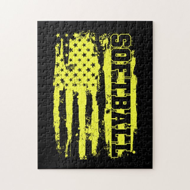 Puzzle Jugador de Softbol Bandera Americana (Vertical)