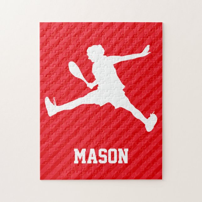 Puzzle Jugador de tenis; franjas rojas escarlatas (Vertical)