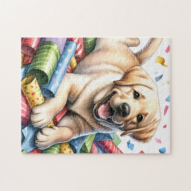 Puzzle Jugador Labrador Amarillo Jugador Perro Cachorro (Horizontal)