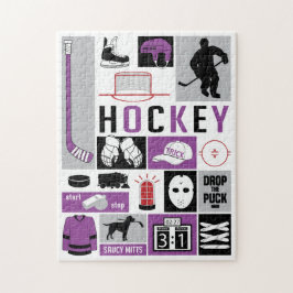 Puzzle Jugador Palo de Palo de Hockey Púrpura