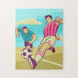 Puzzle Jugadores de fútbol retro Ilustracion Field Ball S