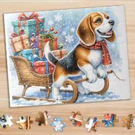 Puzzle Jugadores de Perro Beagle Sleigh Puppy