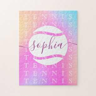 Puzzle Jugadores de tipografía de tenis arcoiris y Chicas