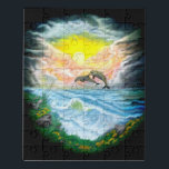 Puzzle Jugando a los delfines al sol<br><div class="desc">Jugando a los delfines al sol - Medios mixtos,  pintura al óleo y arte digital obra de Krisi ArtKSZP >>> Más productos en la categoría de la tienda >>> Delfín >> Jugando a los delfines al sol</div>