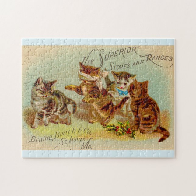 Puzzle Jugando gatitos de tarjetas de comercio de Victori (Horizontal)