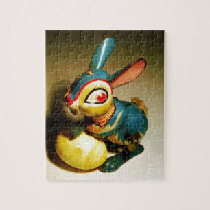 Puzzle juguete de conejo y huevo amarillo de pascua