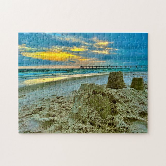 Puzzle juguetes, juegos, castillos de arena en la playa (Horizontal)