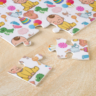 Puzzle Juguetes Patrón para Guardería de Bebé Adorable Fi