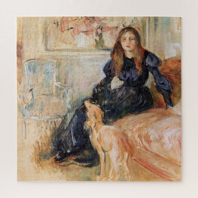Puzzle Julie Manet y su Greyhound (por Berthe Morisot) (Vertical)