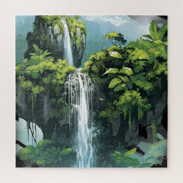 Puzzle Jungla tropical con cascada (Vertical)