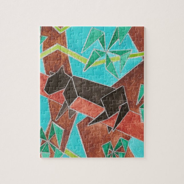 Puzzle Jungle Panther Original Abstract Art (Vertical)