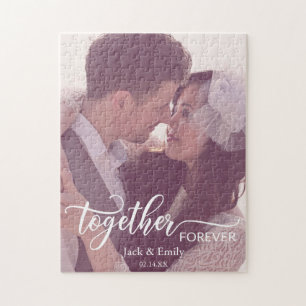 Puzzle Juntos por la tipografía Personalizado Foto Fecha