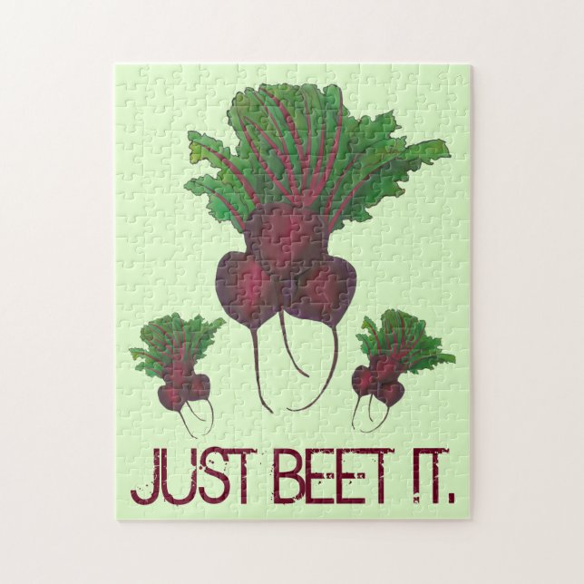Puzzle Just Beat (Beat) It Funny Red Beets Garden Veggie (Vertical)
