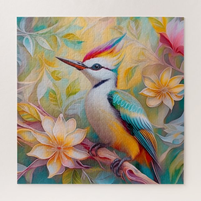 Puzzle Juvenil Rainbow Woodpecefer Fantasy Bird (Vertical)