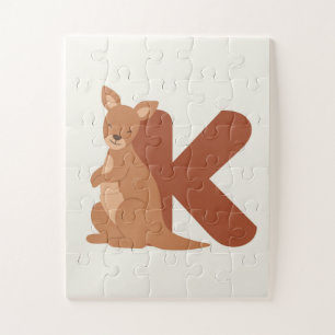 Puzzle K es para canguro – cartel alfabeto de animales li