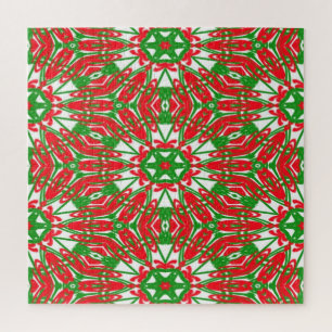 Puzzle Kaleidoscopio rojo, verde y blanco