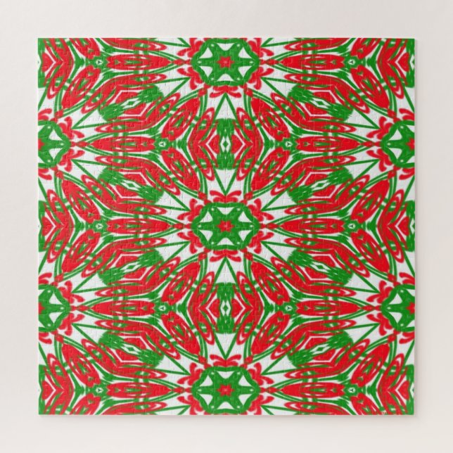 Puzzle Kaleidoscopio rojo, verde y blanco (Vertical)