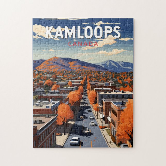 Puzzle Kamloops Canada Travel Art Vintage (Vertical)