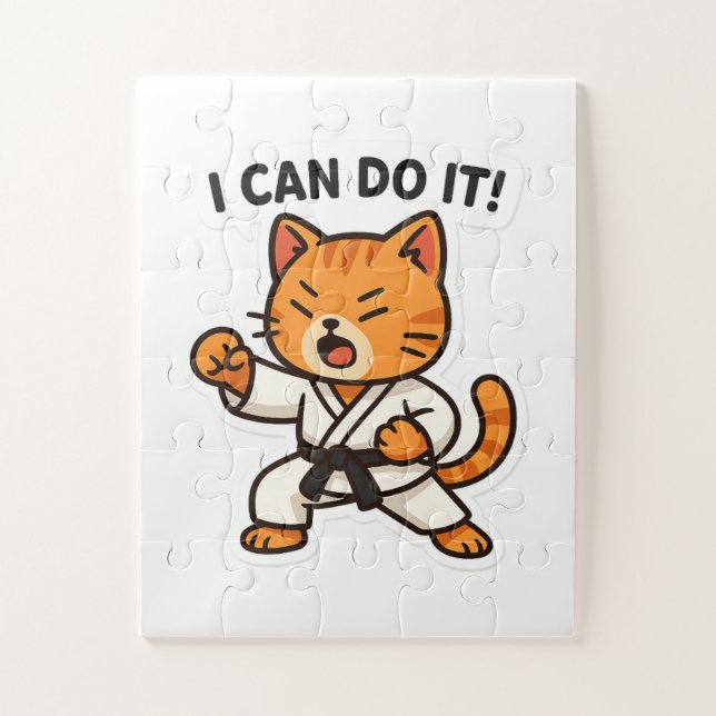 Puzzle Karate Cat Pegatina (Vertical)