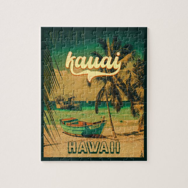 Puzzle Kauai Beach Hawaii Retro Palm Trees Souvenirs de l (Vertical)