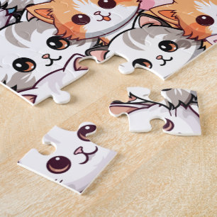 Puzzle Kawaii Cat feline Kitten mascota cara palo de impr