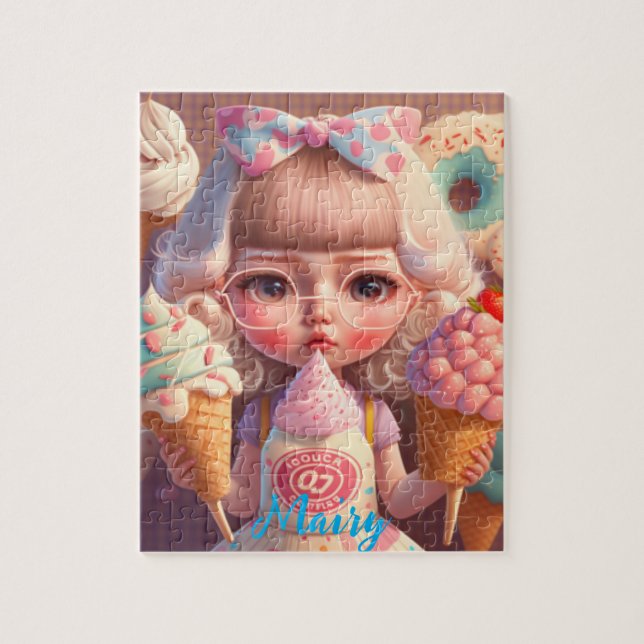 Puzzle Kawaii lindo chica con helados (Vertical)