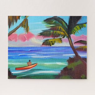 Puzzle Kayak en la playa del océano Arte