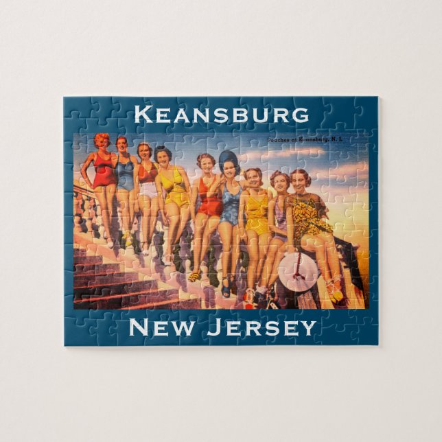 Puzzle Keansburg de época, NJ Beach Scene - Jersey Shore (Horizontal)