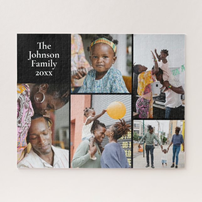 Puzzle Keepsake de la familia de cinco fotos (Horizontal)