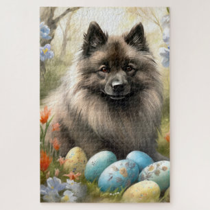 Puzzle Keeshond con huevos de Pascua