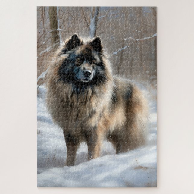 Puzzle Keeshond Let It Snow Navidades (Vertical)