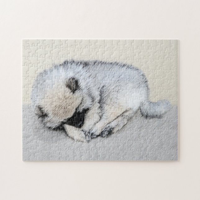 Puzzle Keeshond Sleeping Pinting Pintura Original De Perr (Horizontal)