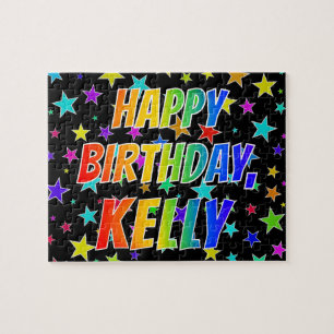 Puzzle "KELLY" Nombre, Diversión "FELIZ CUMPLEAÑOS"
