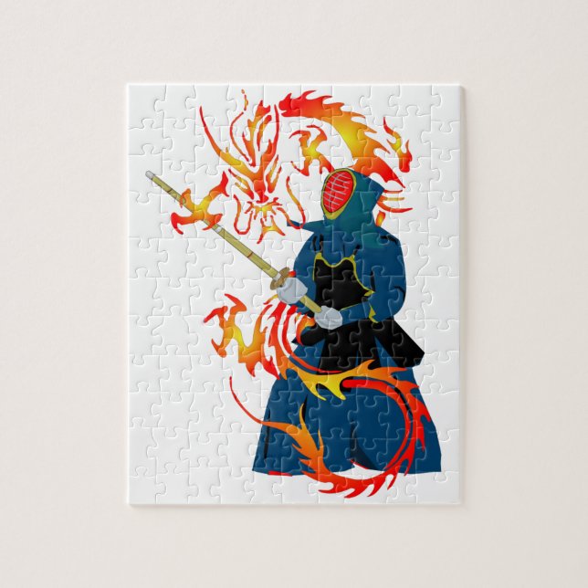 Puzzle Kendo Swordsman y Fire Dragon (Vertical)