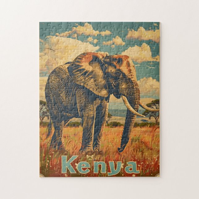 Puzzle Kenia Elephant Vintage (Vertical)