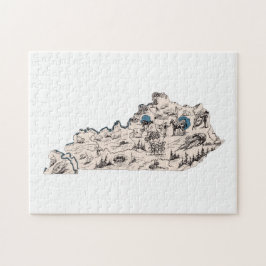 Puzzle Kentucky Shaped Kentuckian Vintage Picture Map