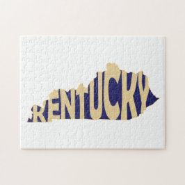 Puzzle Kentucky State Name Word Art Yellow
