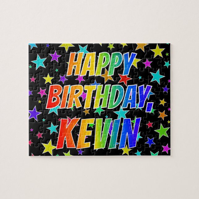 Puzzle "KEVIN" Nombre, Divertido "FELIZ CUMPLEAÑOS" (Horizontal)