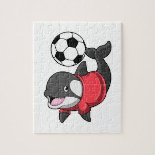 Puzzle Killerwhale como jugador de fútbol con fútbol
