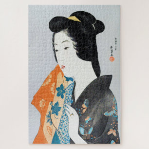 Puzzle Kimono con patrones de mariposa, Goyō Hashiguchi
