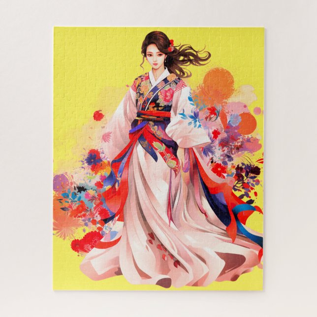 Puzzle Kimono de colores hermosos (Vertical)