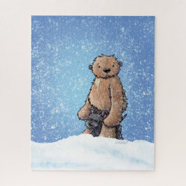 Puzzle KiniArt Sasquatch Snowy Bigfoot y Scottie Dog