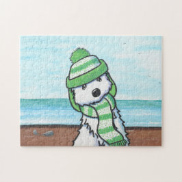 Puzzle KiniArt Winter Beach Westie