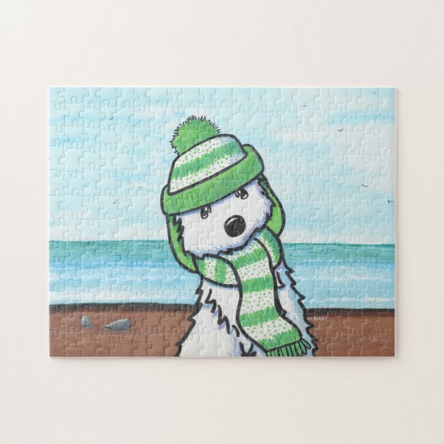 Puzzle KiniArt Winter Beach Westie (Horizontal)